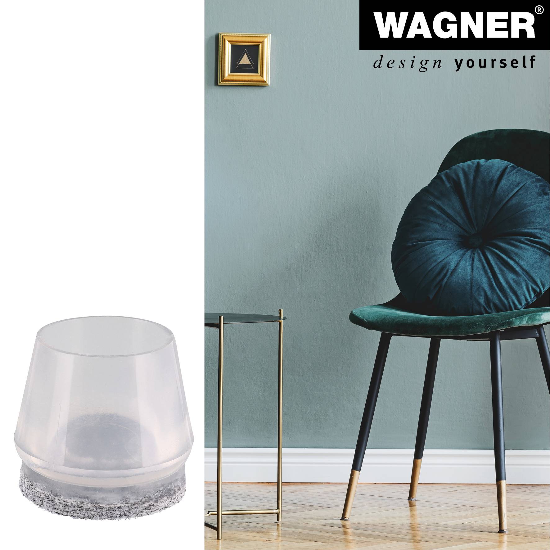 WAGNER Kappen für Stahlrohr rund 4tlg. - Ø 20-24/22-28 x 26 mm, Abrieb Filz 9 mm, Kunststoff transparent - 15056499