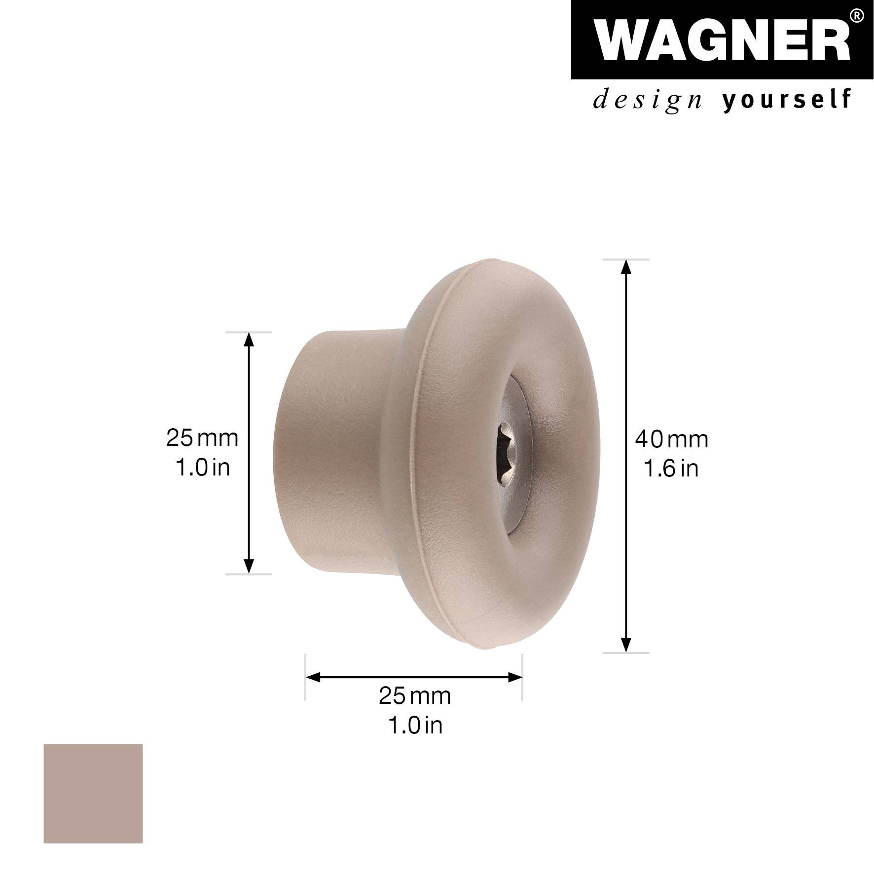 WAGNER hooks4home Wandhaken DOT - Ø 40 x 25 mm, Stahl & Kunststoff, taupe - 17022121