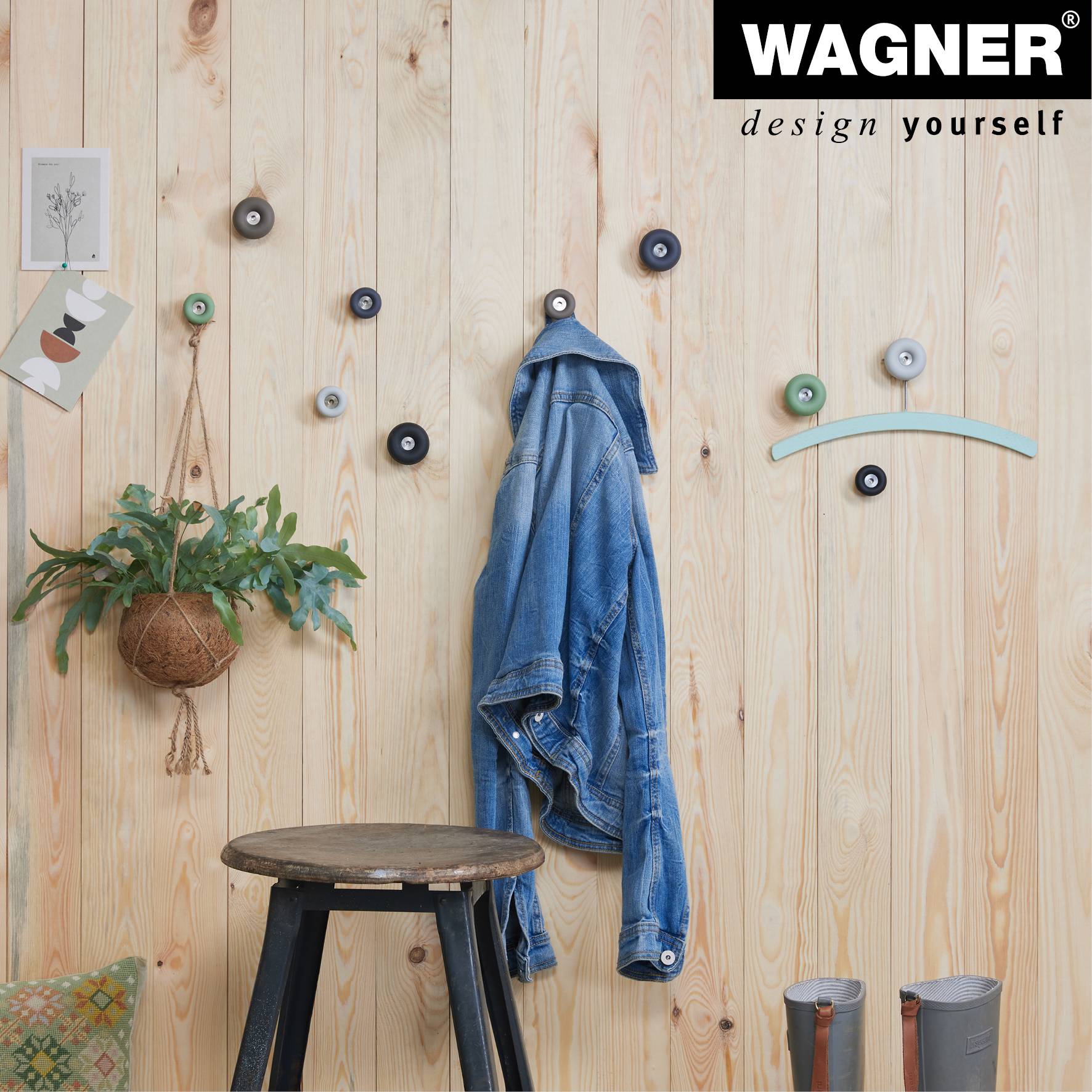 WAGNER hooks4home Wandhaken DOT - Ø 40 x 25 mm, Stahl & Kunststoff, taupe - 17022121