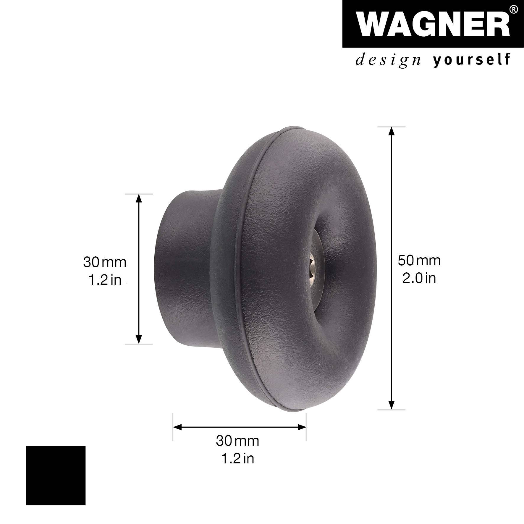 WAGNER hooks4home Wandhaken DOT - Ø 50 x 30 mm, Stahl & Kunststoff, schwarz - 17020221