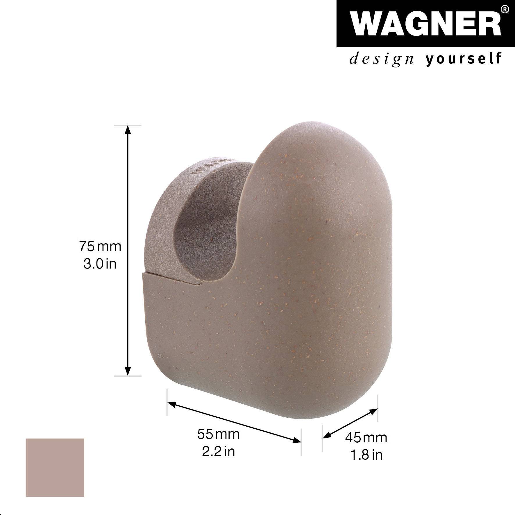 WAGNER hooks4home Wandhaken PILL - 75 x 55 x 45 mm, Bio Kunststoff taupe, DE Ware - 17042221