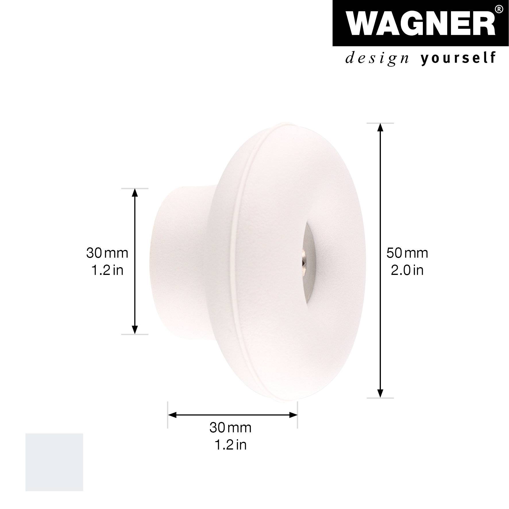 WAGNER hooks4home Wandhaken DOT - Ø 50 x 30 mm, Stahl & Kunststoff, hellgrau - 17021421