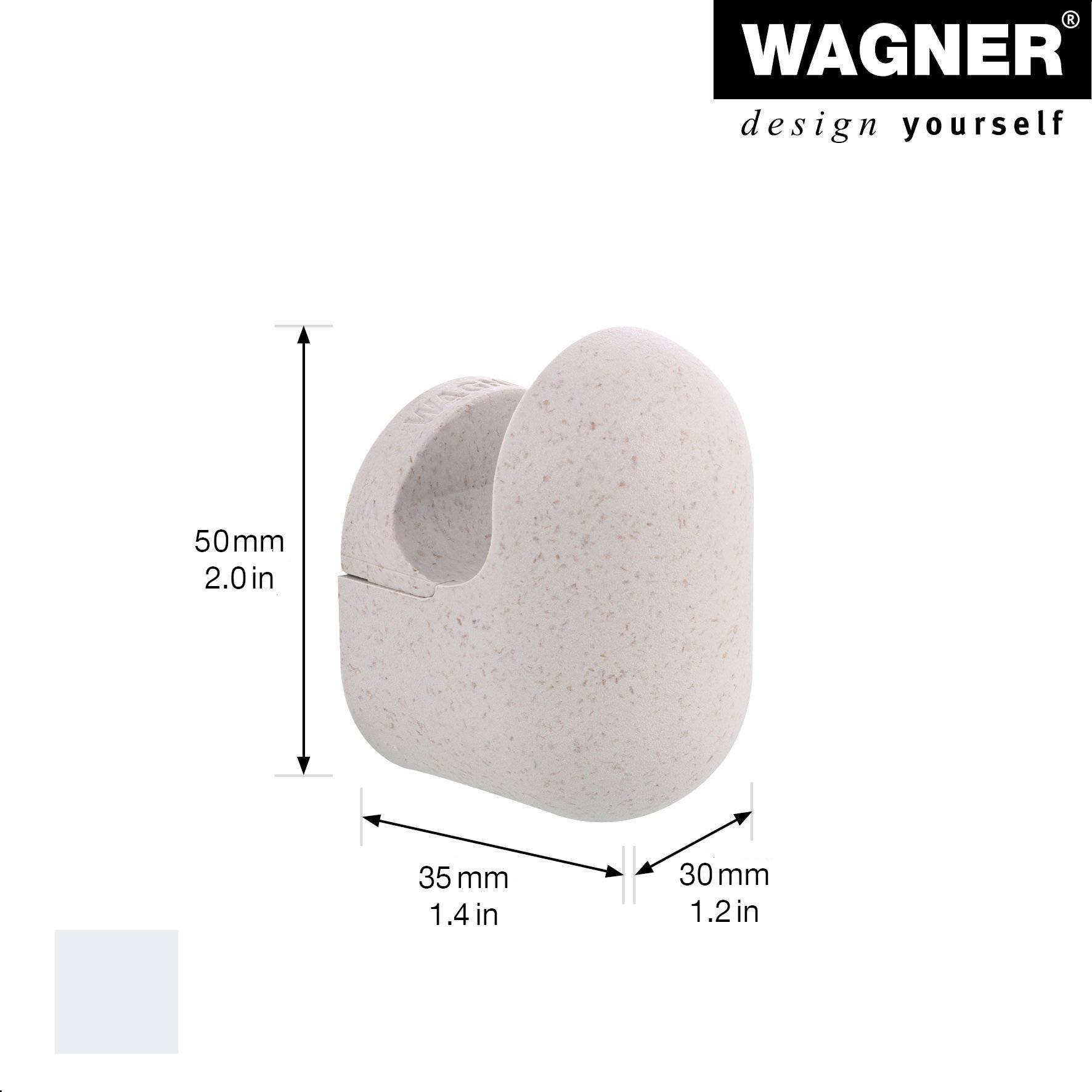 WAGNER hooks4home Wandhaken PILL - 50 x 30 x 35 mm, Bio Kunststoff hellgrau, DE Ware - 17041321