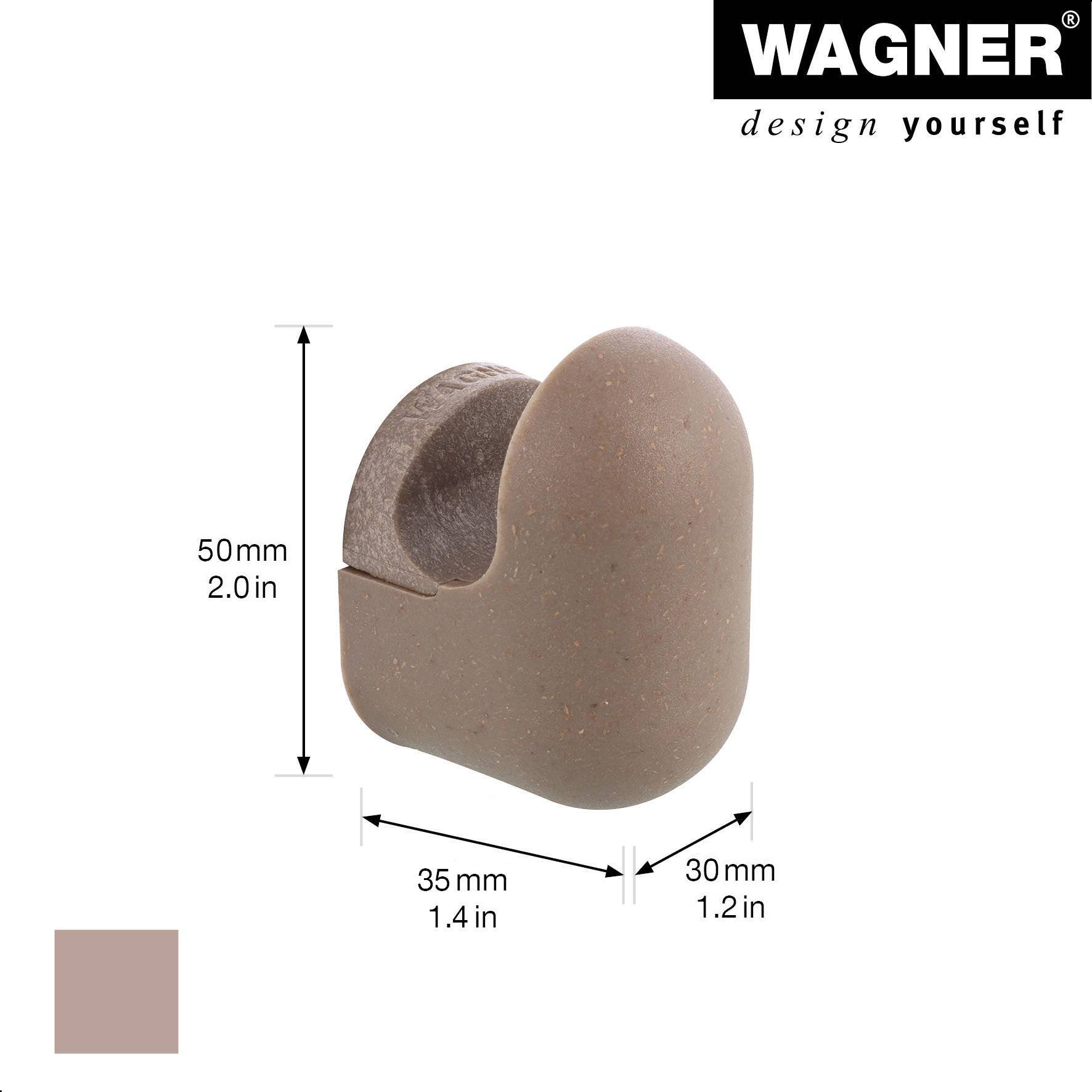 WAGNER hooks4home Wandhaken PILL - 50 x 30 x 35 mm, Bio Kunststoff taupe, DE Ware - 17042121