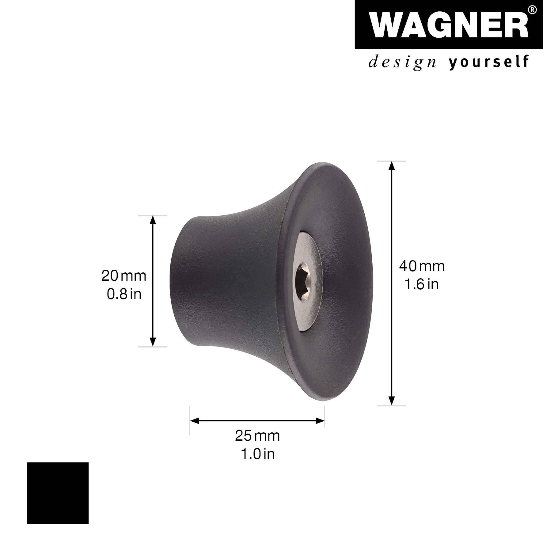 WAGNER hooks4home Wandhaken TULIP - Ø 40 x 25 mm, Stahl & Kunststoff, schwarz - 17030121