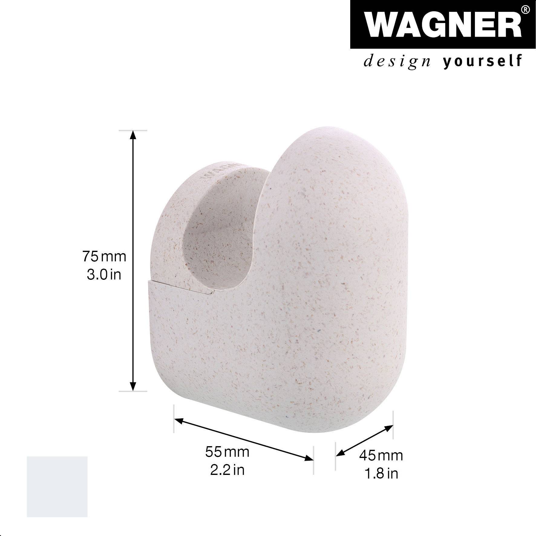 WAGNER hooks4home Wandhaken PILL - 75 x 55 x 45 mm, Bio Kunststoff hellgrau, DE Ware - 17041421