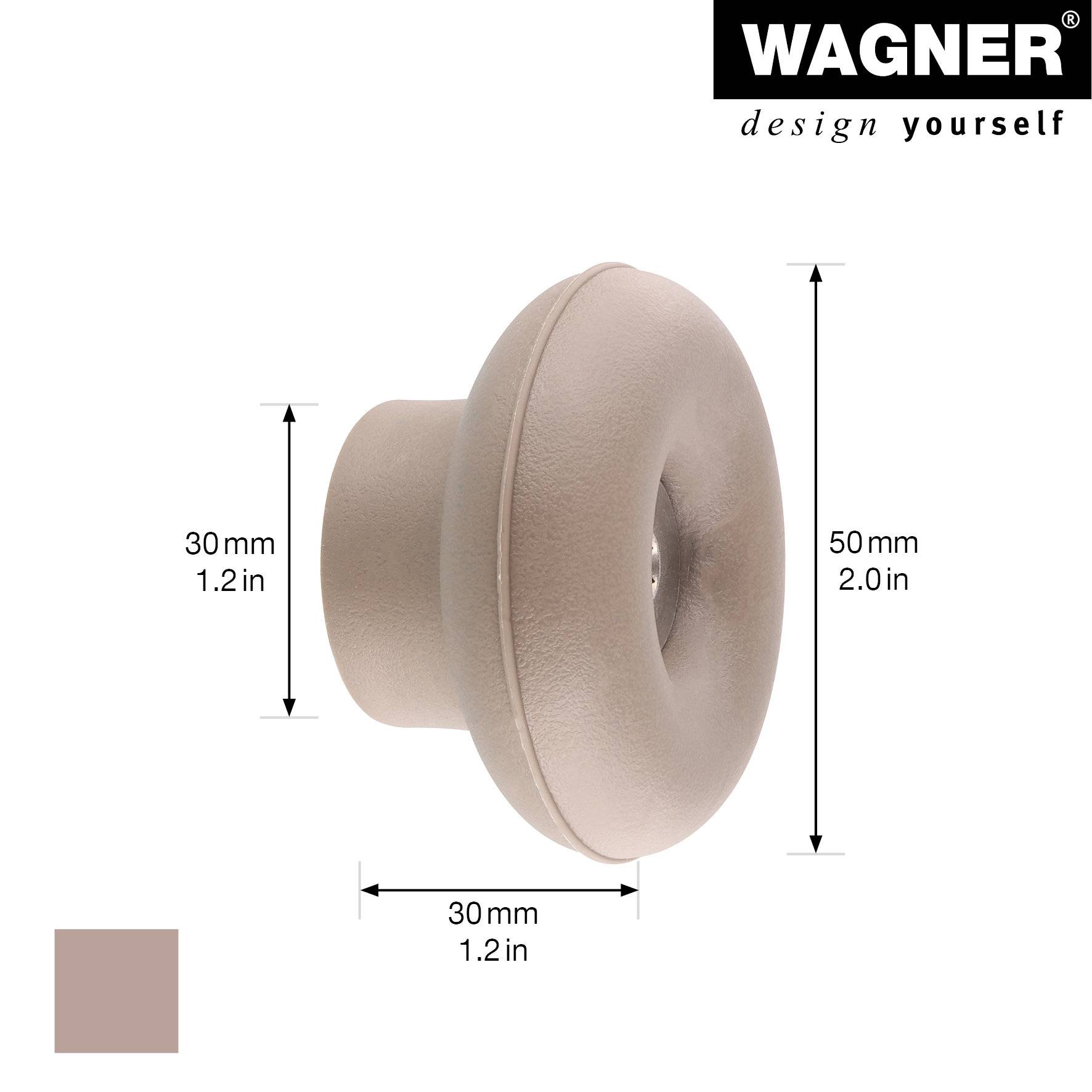 WAGNER hooks4home Wandhaken DOT - Ø 50 x 30 mm, Stahl & Kunststoff, taupe - 17022221