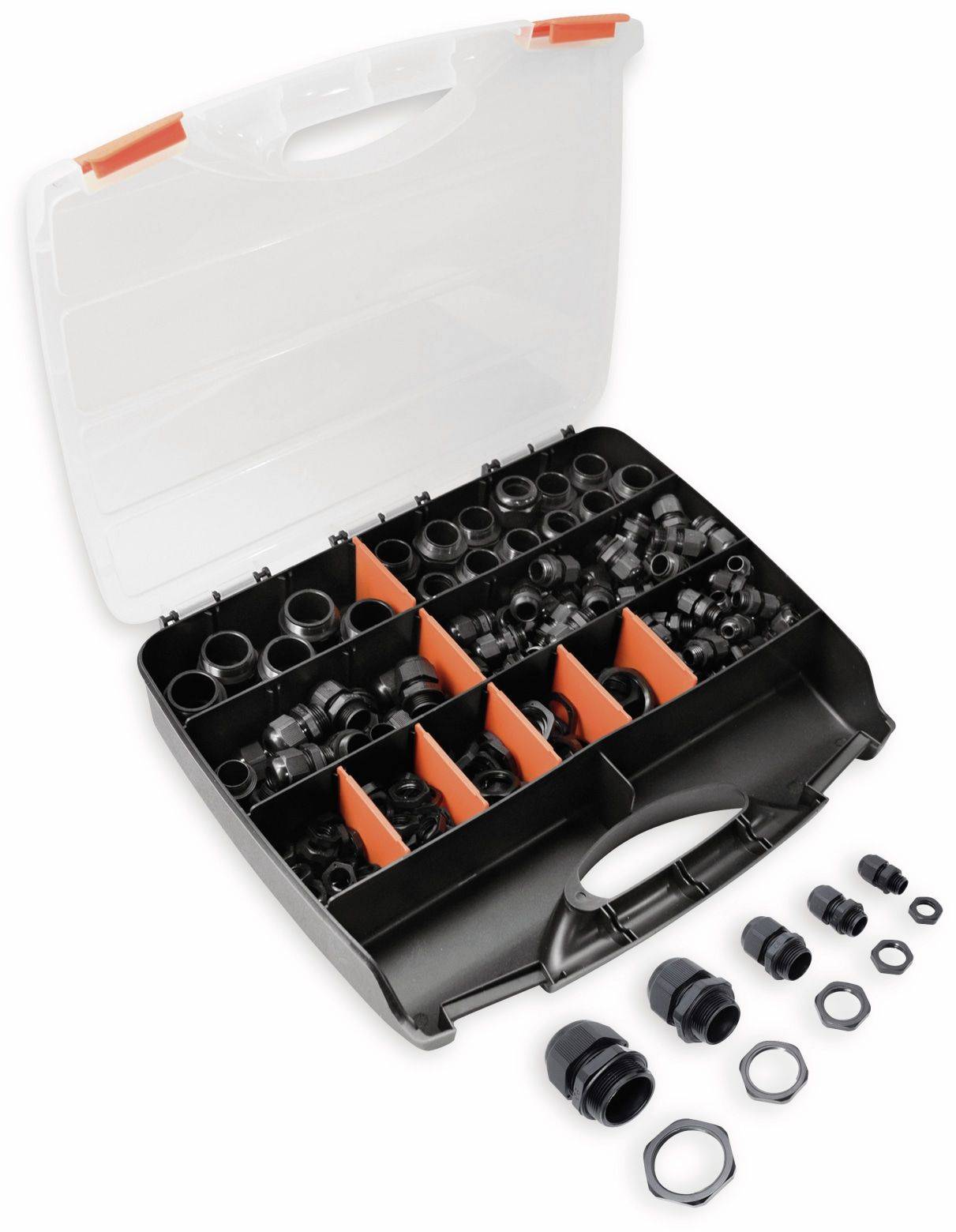 QUADRIOS, 2102CA110, Kabelverschraubungs-Sortiment, Schwarz - Metrisch, 224 Stück