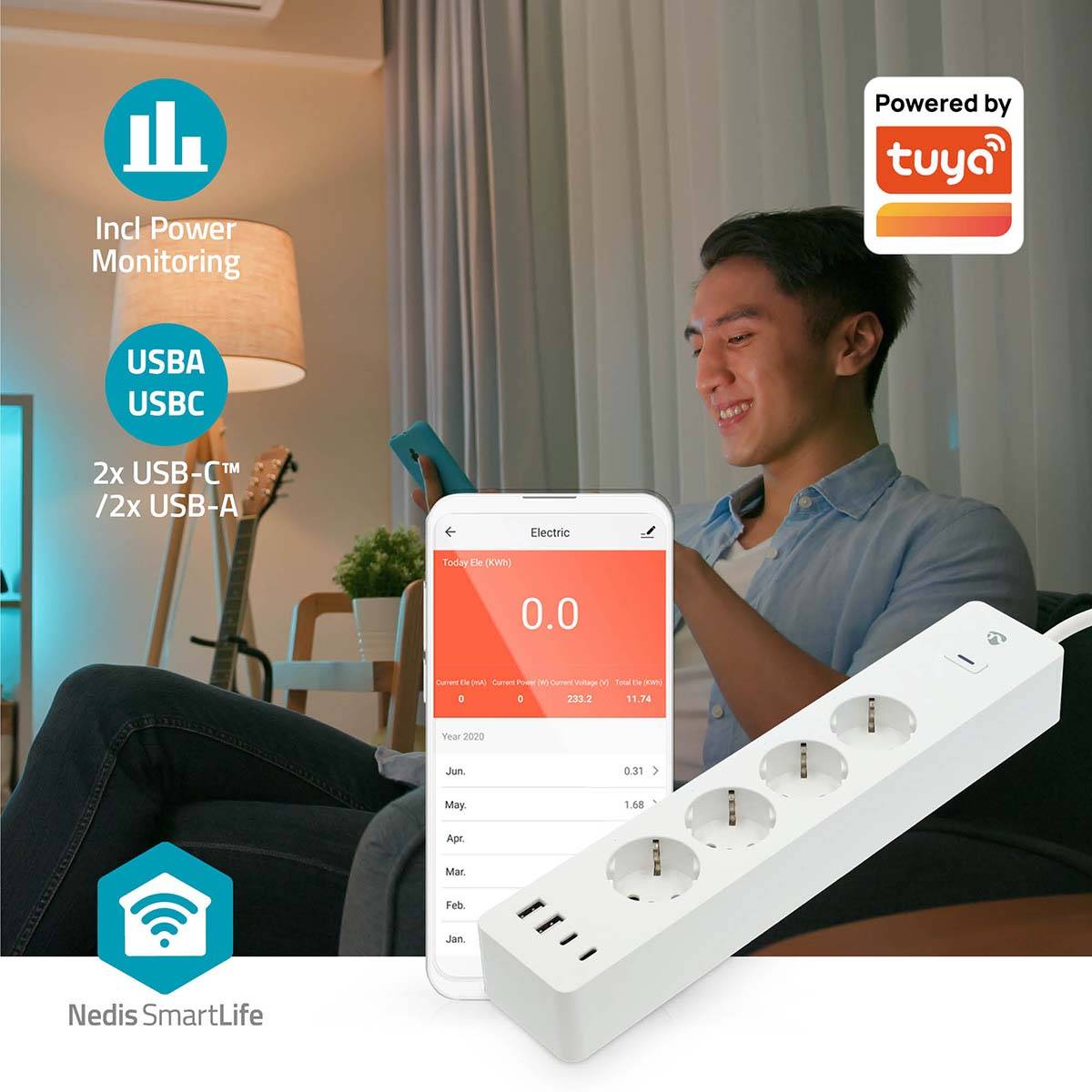 Nedis SmartLife Power Strip | WIFIP313FWT | Weiss