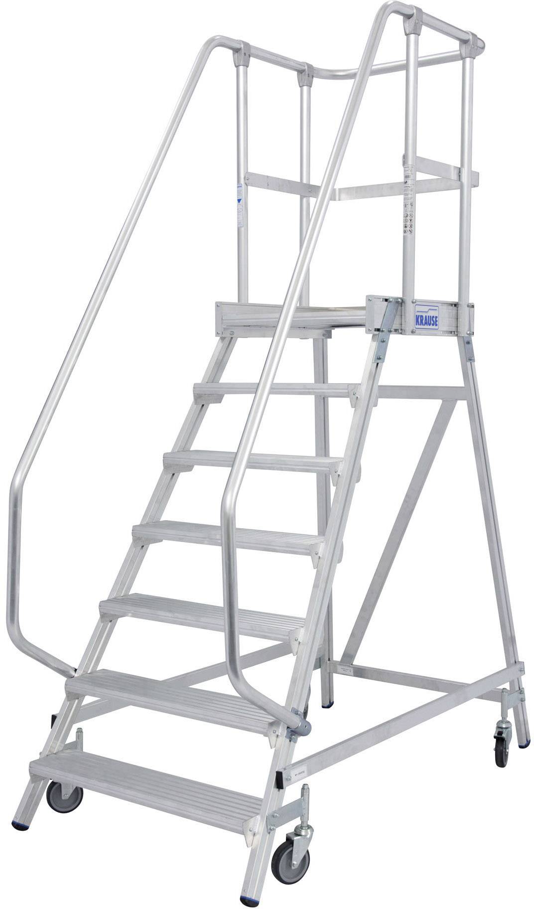 Krause 820174 Aluminium Podestleiter fahrbar Arbeitshöhe (max.): 3.65 m Silber DIN EN 131, BGI 637, BGI 694, BGV-D 36 51.4 kg