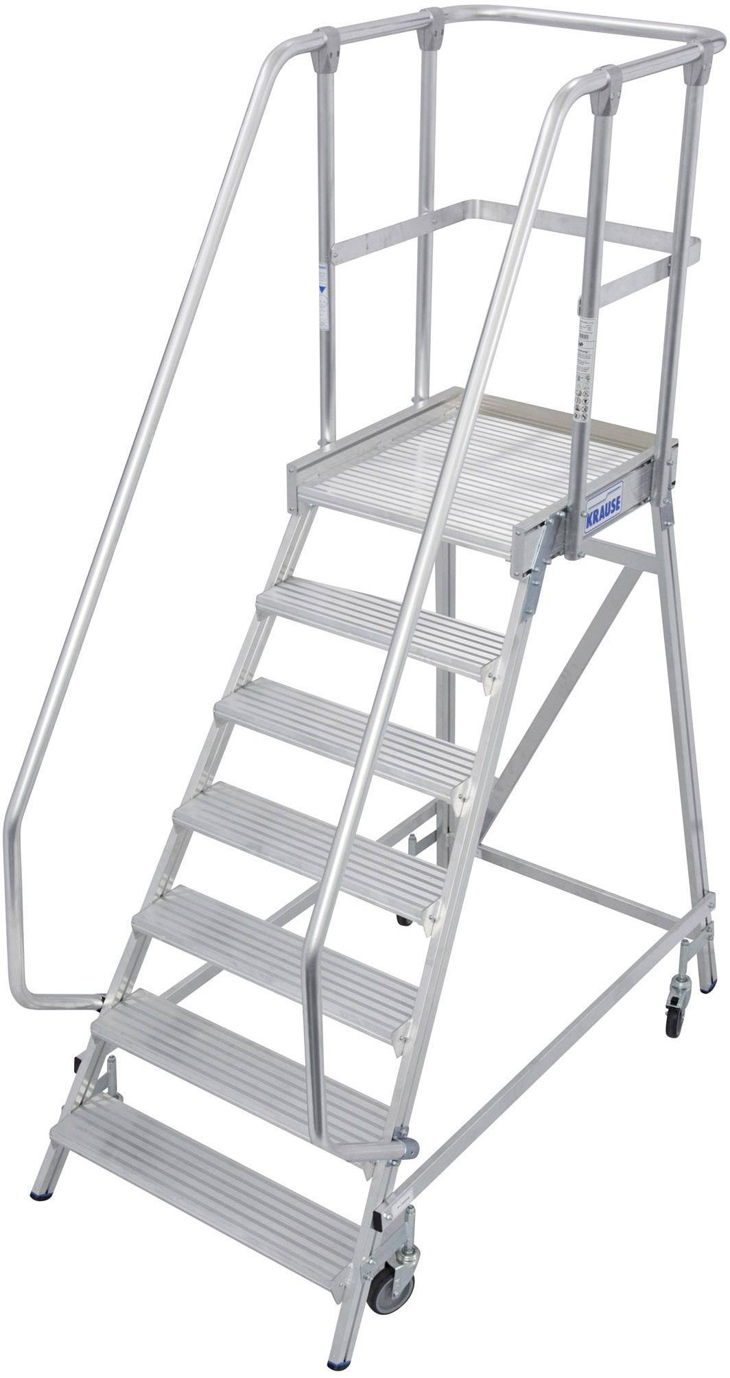 Krause 820174 Aluminium Podestleiter fahrbar Arbeitshöhe (max.): 3.65 m Silber DIN EN 131, BGI 637, BGI 694, BGV-D 36 51.4 kg