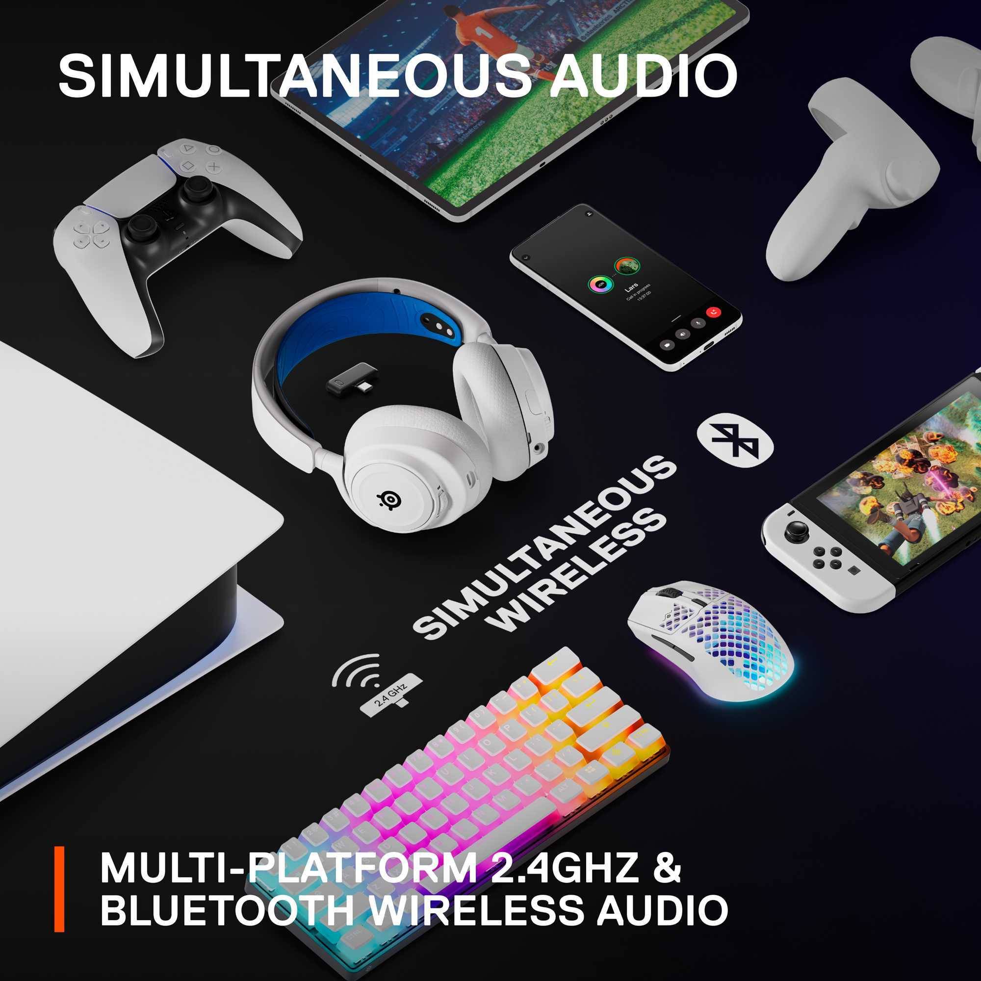Steelseries ARCTIS NOVA 7P WHITE Kopfhörer Kabellos Kopfband Gaming Bluetooth Blau, Weiß