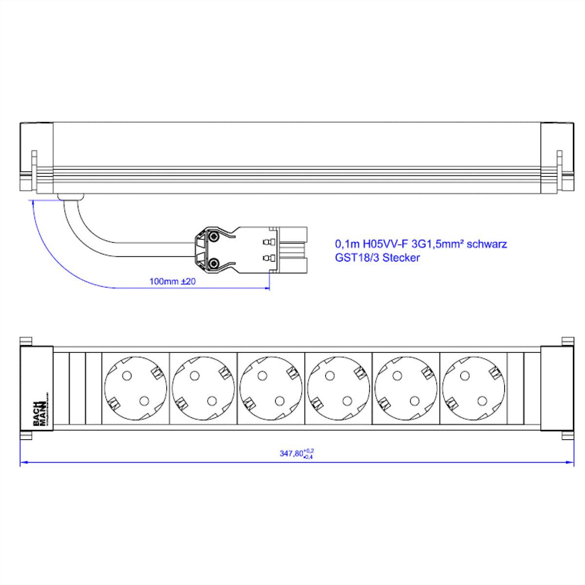 BACHMANN POWER FRAME 6xCEE7/3, GST18, 0,5 m