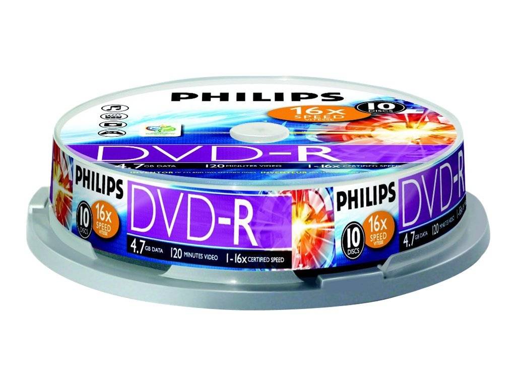1x10 Philips DVD-R 4,7GB 16x SP