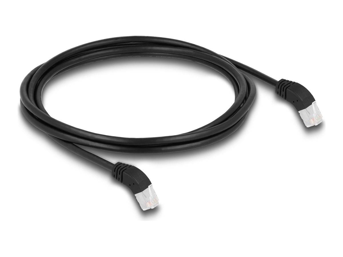 Delock RJ45 Netzwerkkabel Cat.6A S/FTP 45° nach oben gewinkelt 2 m schwarz