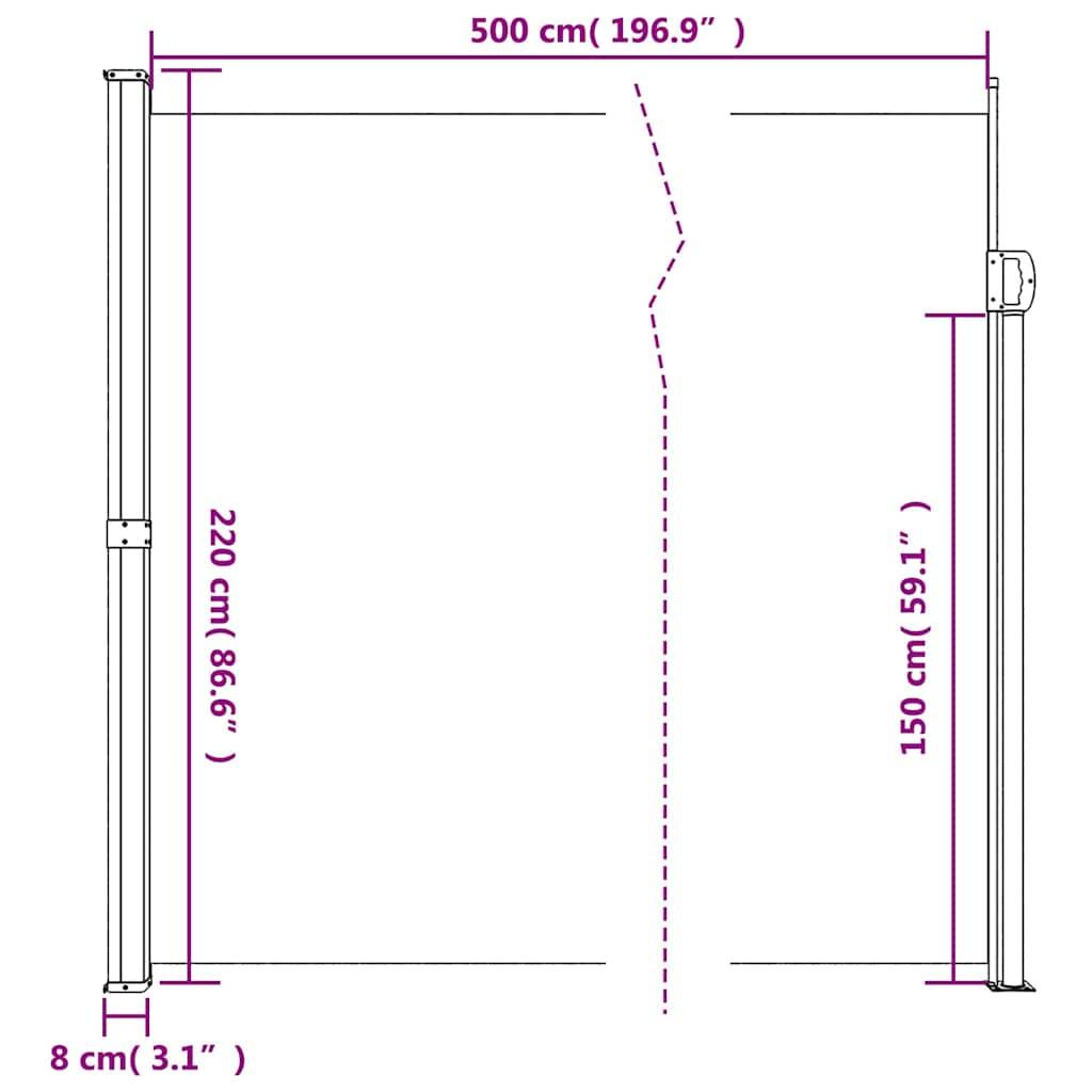 vidaXL Seitenmarkise Ausziehbar Creme 220x500 cm