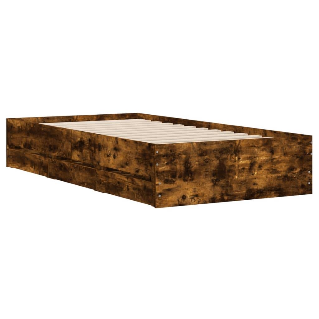 vidaXL Bettgestell mit Schubladen Räuchereiche 90x200cm Holzwerkstoff