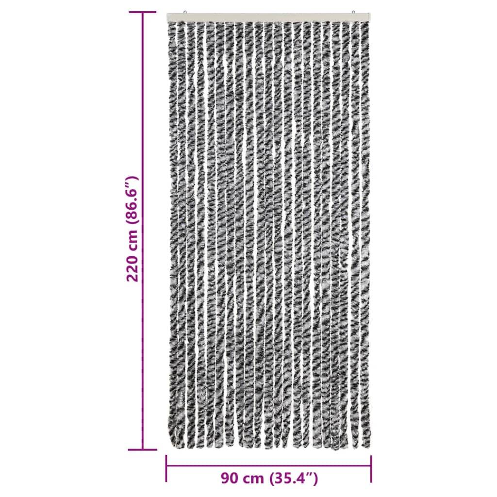 vidaXL Fliegenvorhang Grau, Schwarz und Weiß 90x220 cm Chenille