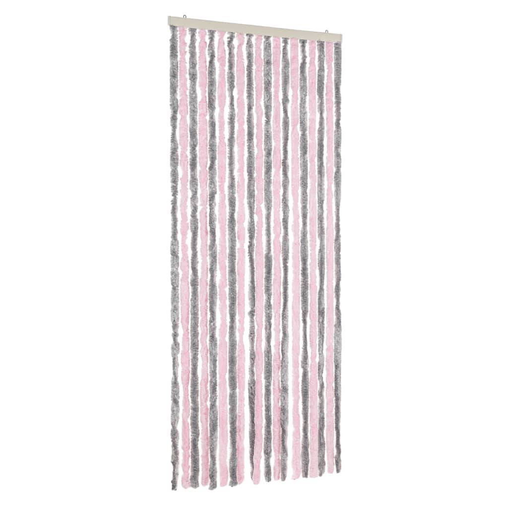 vidaXL Fliegenvorhang Silbergrau und Rosa 56x200 cm Chenille