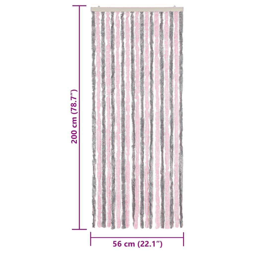 vidaXL Fliegenvorhang Silbergrau und Rosa 56x200 cm Chenille