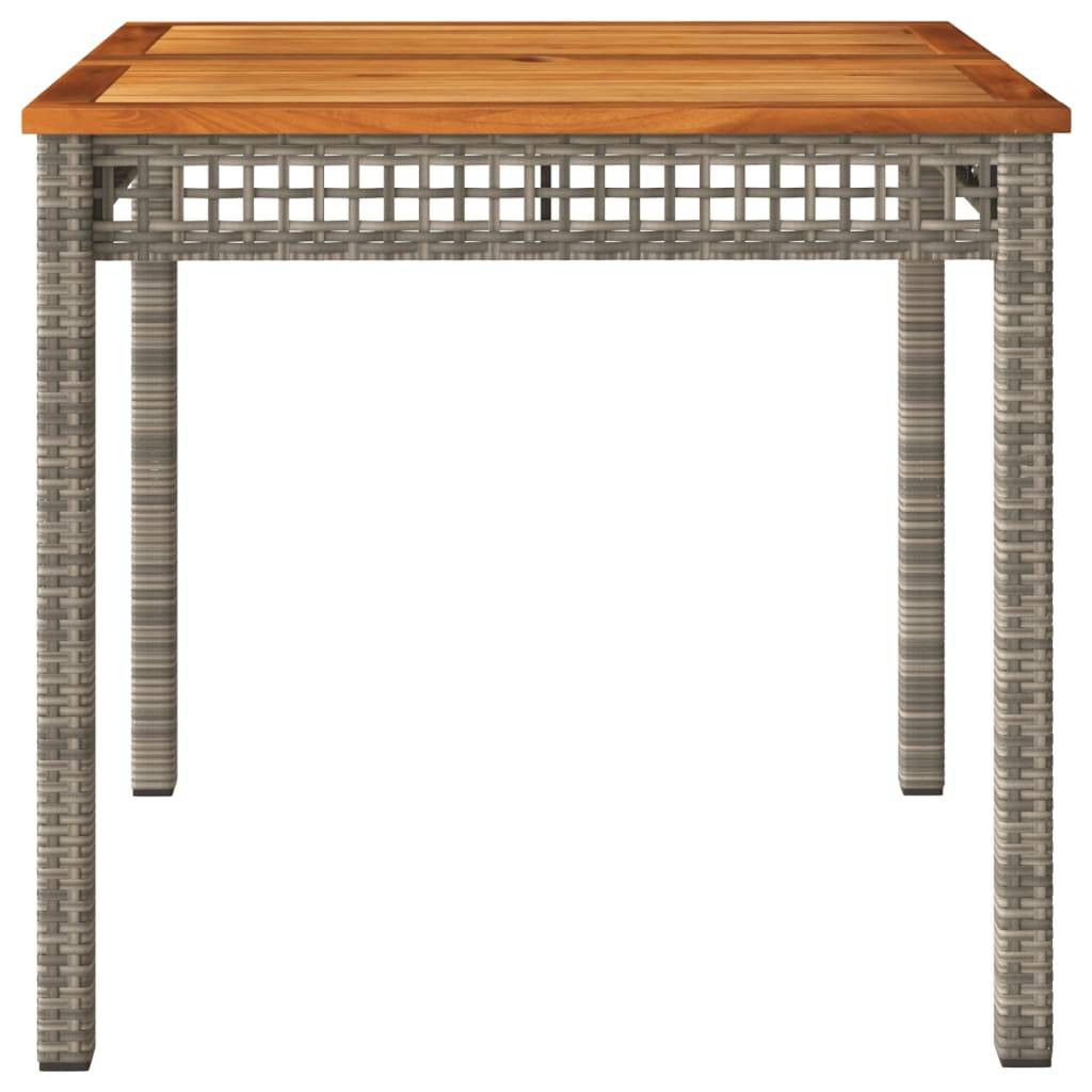 vidaXL Gartentisch Grau 80x80x75 cm Poly Rattan Akazienholz