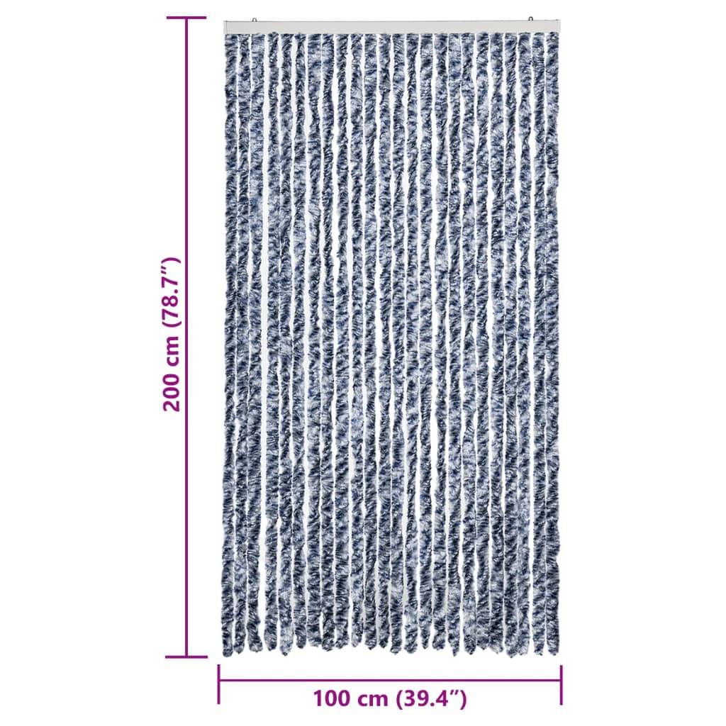 vidaXL Fliegenvorhang Blau und Weiß 100x200 cm Chenille