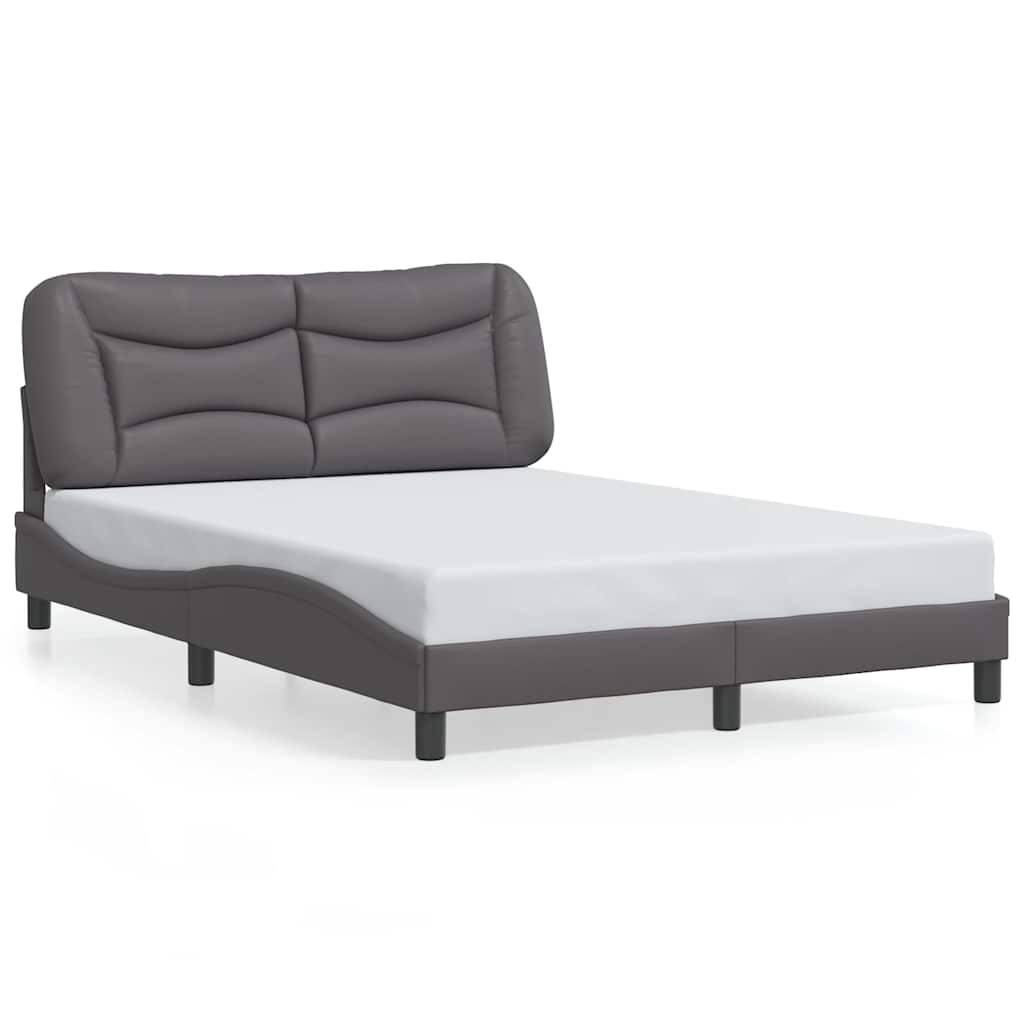 vidaXL Bettgestell mit Kopfteil Grau 120x200 cm Kunstleder