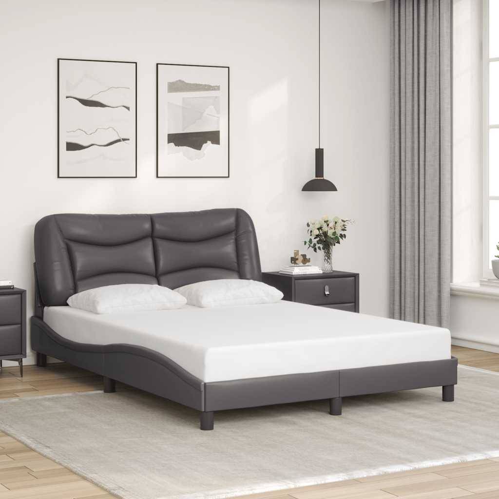 vidaXL Bettgestell mit Kopfteil Grau 120x200 cm Kunstleder