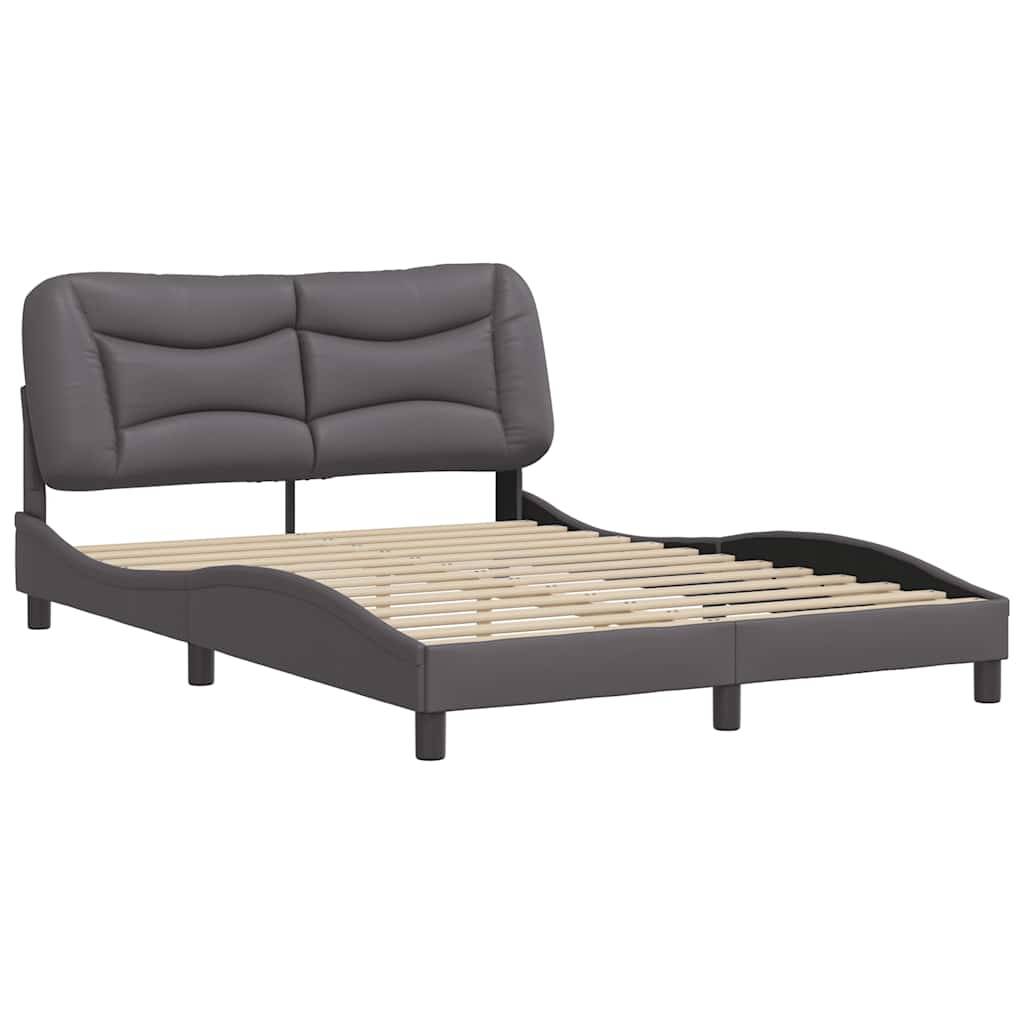 vidaXL Bettgestell mit Kopfteil Grau 120x200 cm Kunstleder