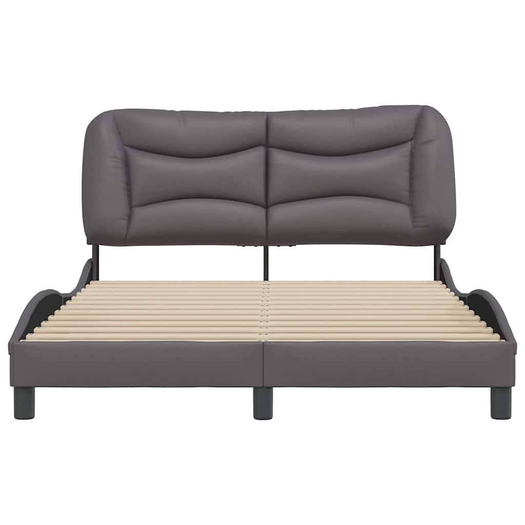 vidaXL Bettgestell mit Kopfteil Grau 120x200 cm Kunstleder