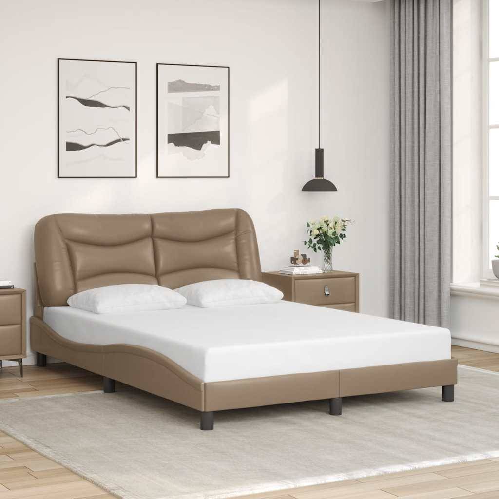 vidaXL Bettgestell mit Kopfteil Cappuccino-Braun 120x200 cm Kunstleder