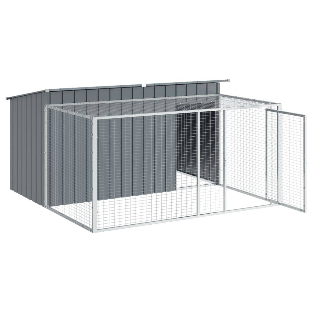 vidaXL Hundehütte mit Auslauf Anthrazit 197x194x110cm Verzinkter Stahl