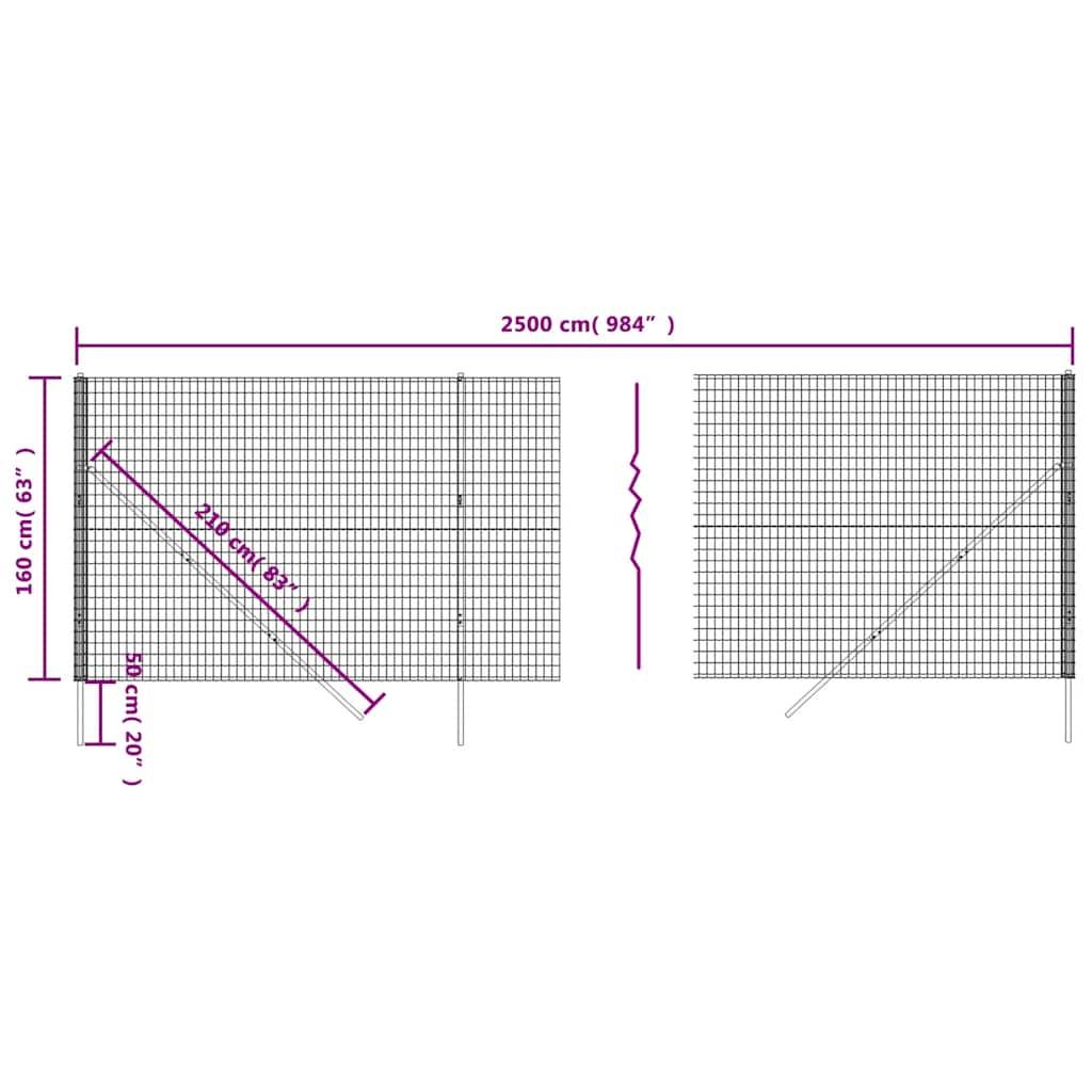 vidaXL Maschendrahtzaun Grün 1,6x25 m Verzinkter Stahl
