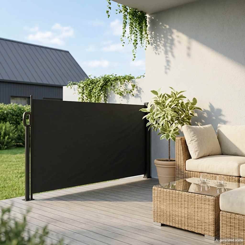 vidaXL Seitenmarkise Ausziehbar Schwarz 100x300 cm