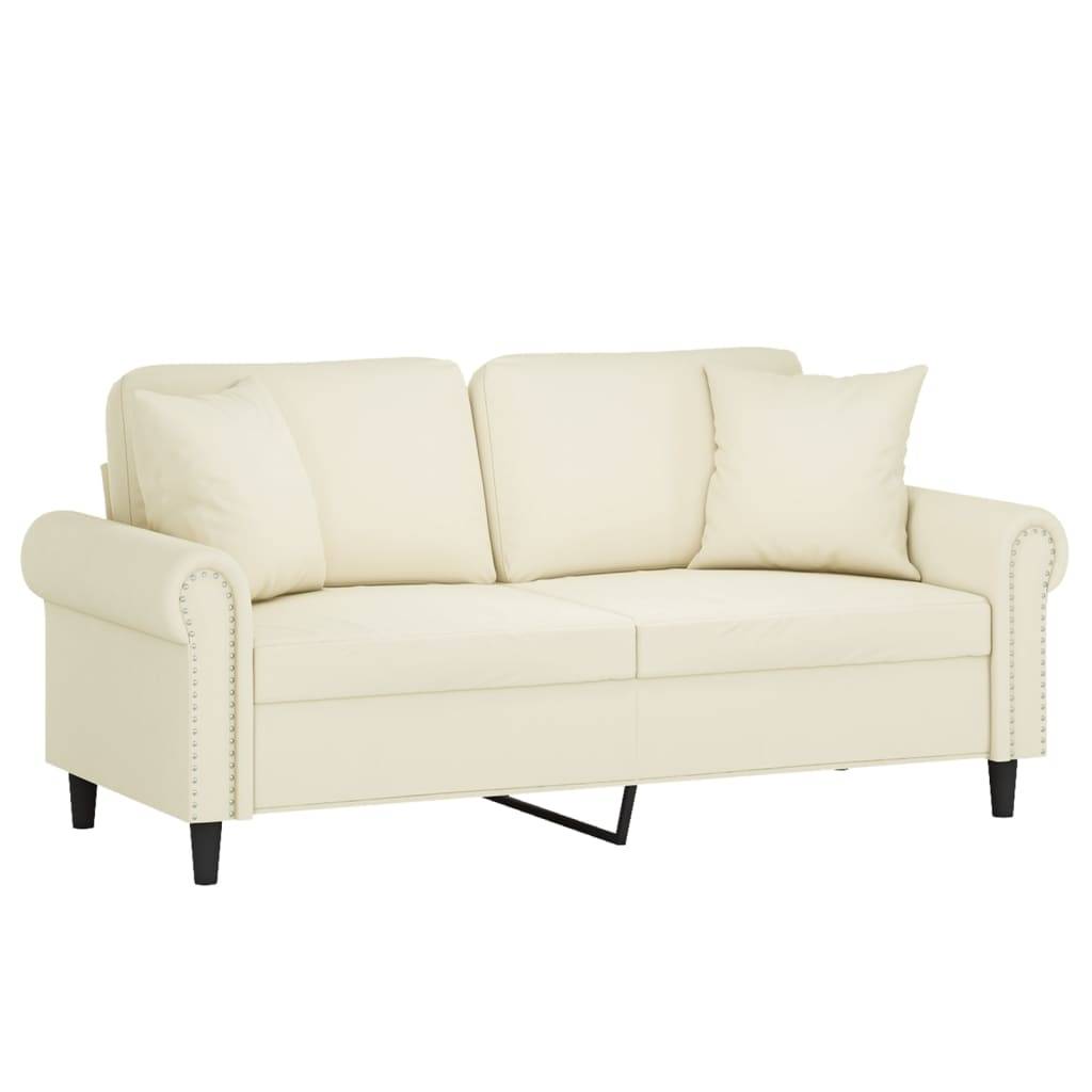 vidaXL 2-Sitzer-Sofa mit Zierkissen Creme 140 cm Samt