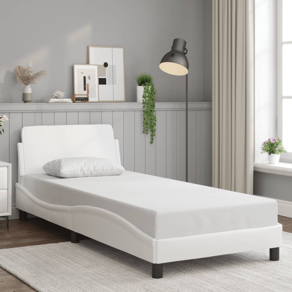 vidaXL Bettgestell mit Kopfteil Weiß 90x200 cm Kunstleder
