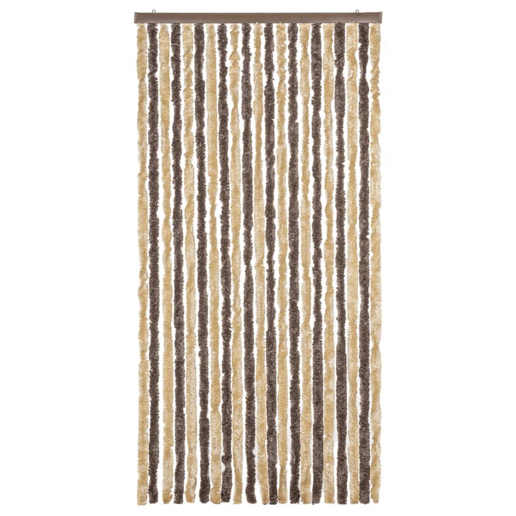 vidaXL Fliegenvorhang Dunkelbraun und Beige 90x220 cm Chenille
