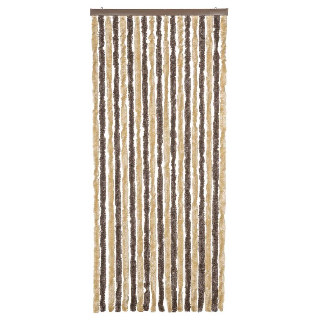 vidaXL Fliegenvorhang Dunkelbraun und Beige 56x185 cm Chenille