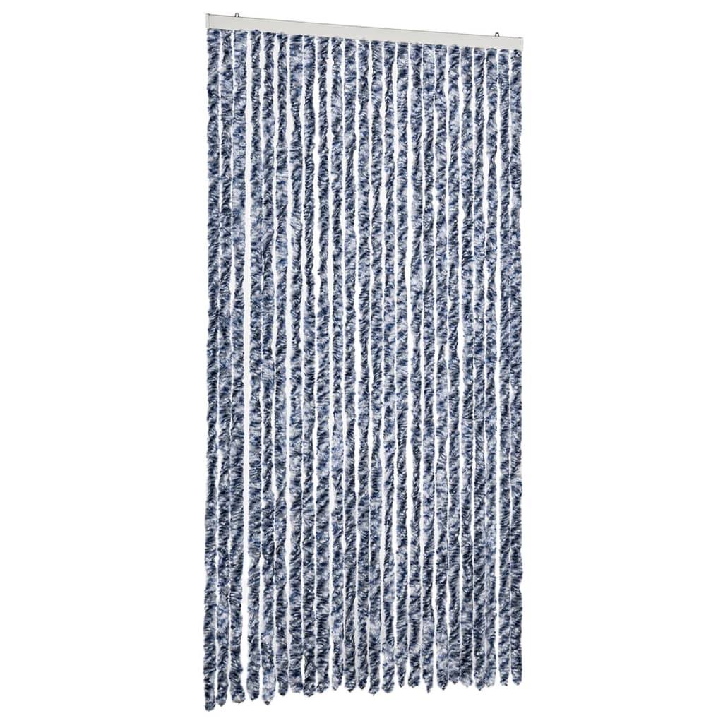vidaXL Fliegenvorhang Blau und Weiß 100x230 cm Chenille