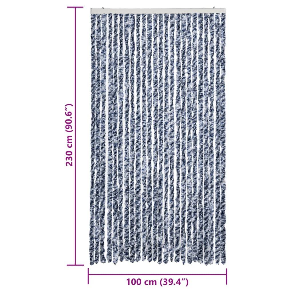 vidaXL Fliegenvorhang Blau und Weiß 100x230 cm Chenille