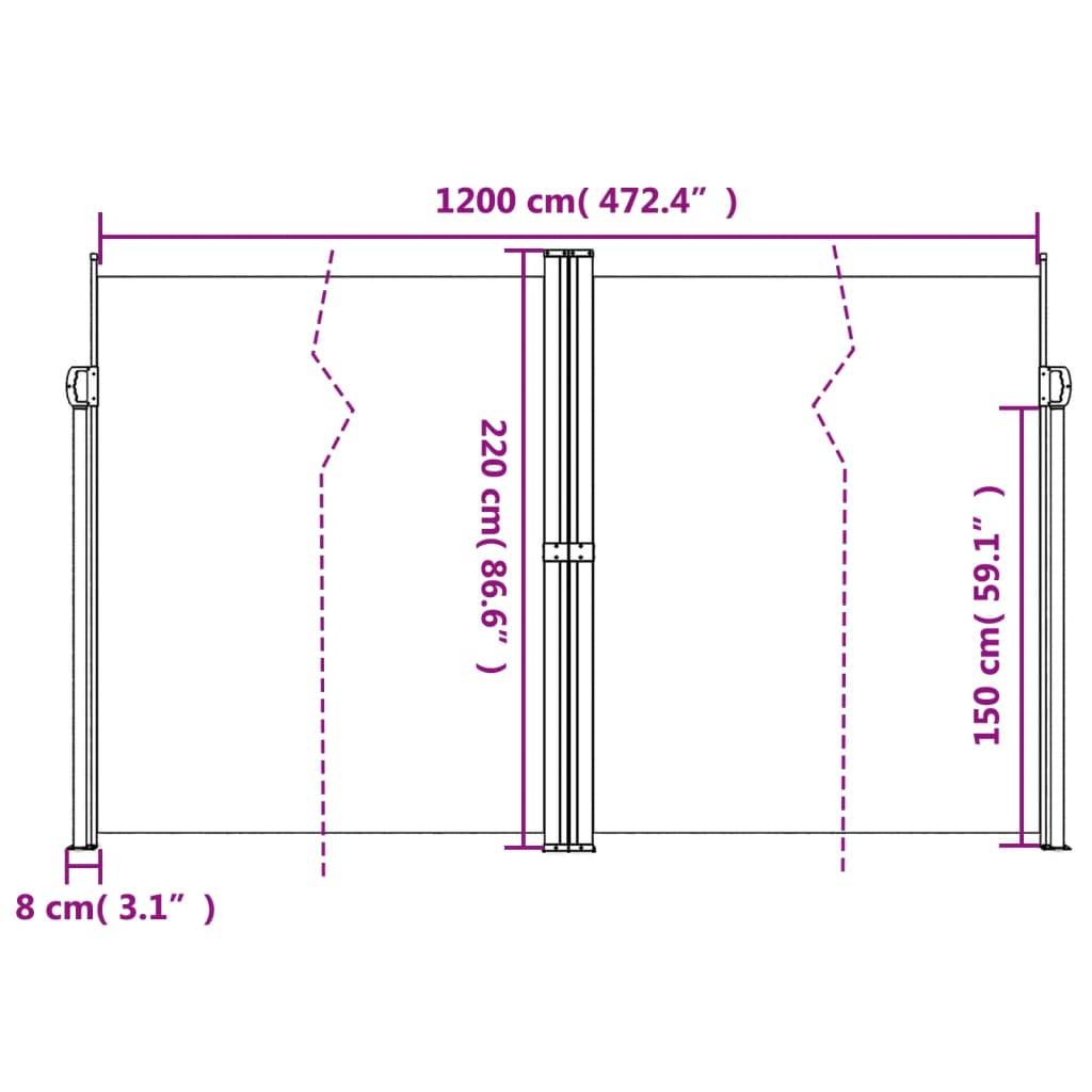 vidaXL Seitenmarkise Ausziehbar Schwarz 220x1200 cm