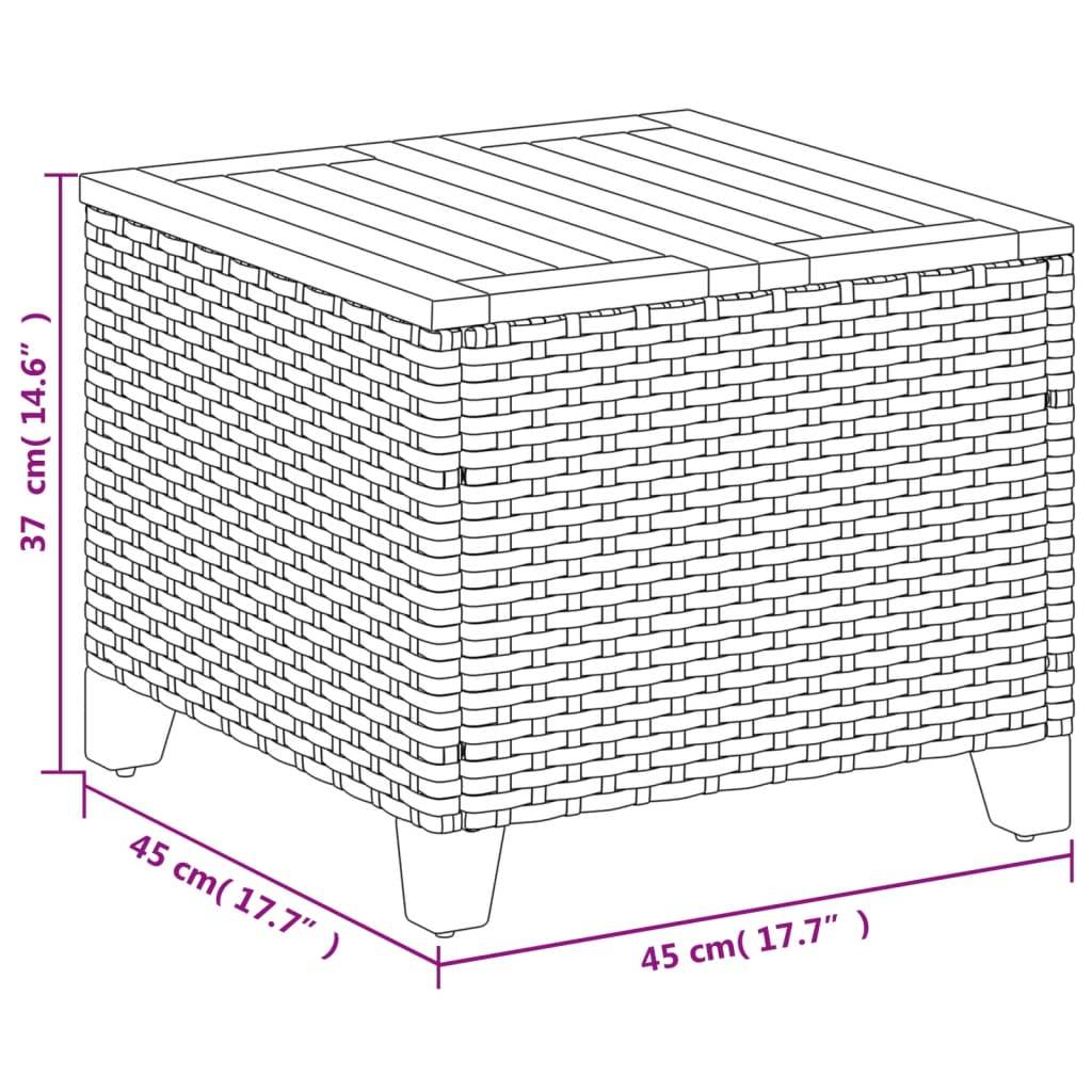 vidaXL Gartentisch Schwarz 45x45x37 cm Poly Rattan Akazienholz