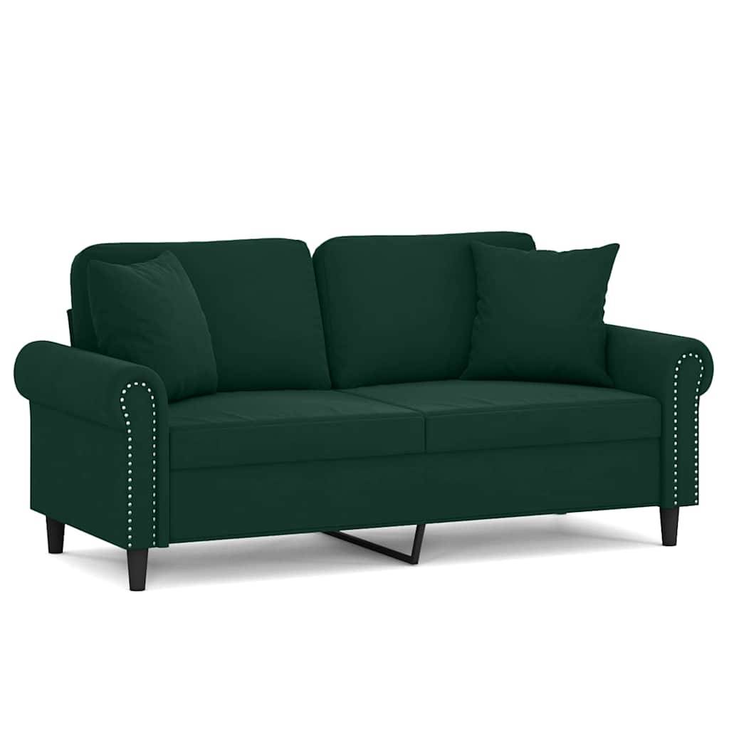 vidaXL 2-Sitzer-Sofa mit Zierkissen Dunkelgrün 140 cm Samt