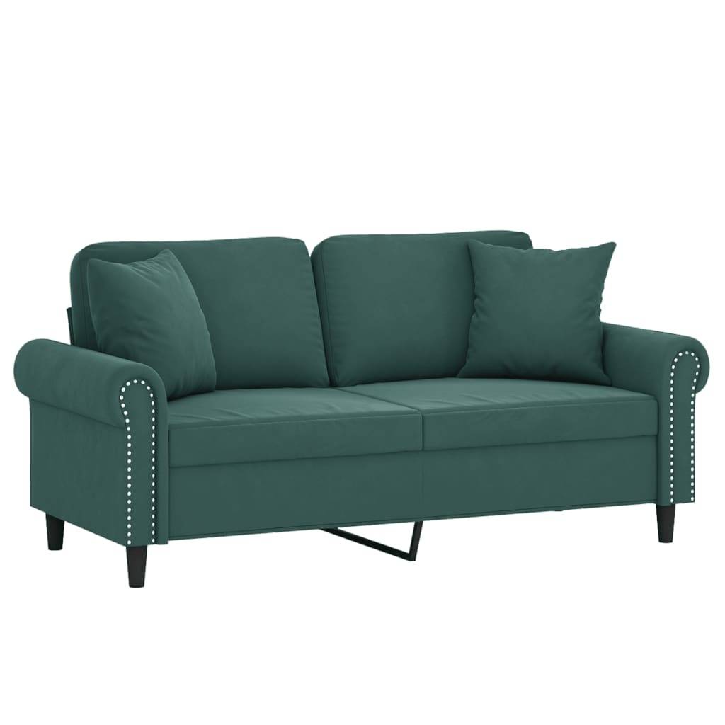vidaXL 2-Sitzer-Sofa mit Zierkissen Dunkelgrün 140 cm Samt