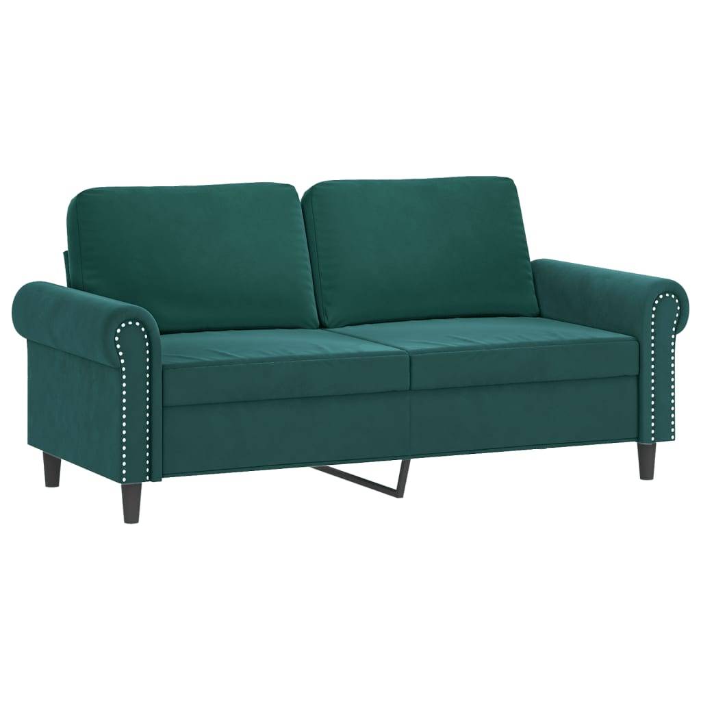 vidaXL 2-Sitzer-Sofa mit Zierkissen Dunkelgrün 140 cm Samt