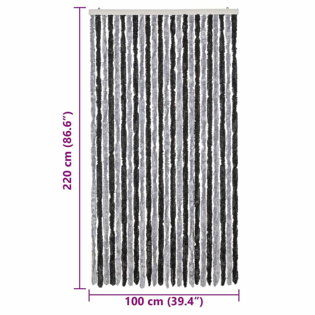 vidaXL Fliegenvorhang Grau und Schwarz 100x220 cm Chenille