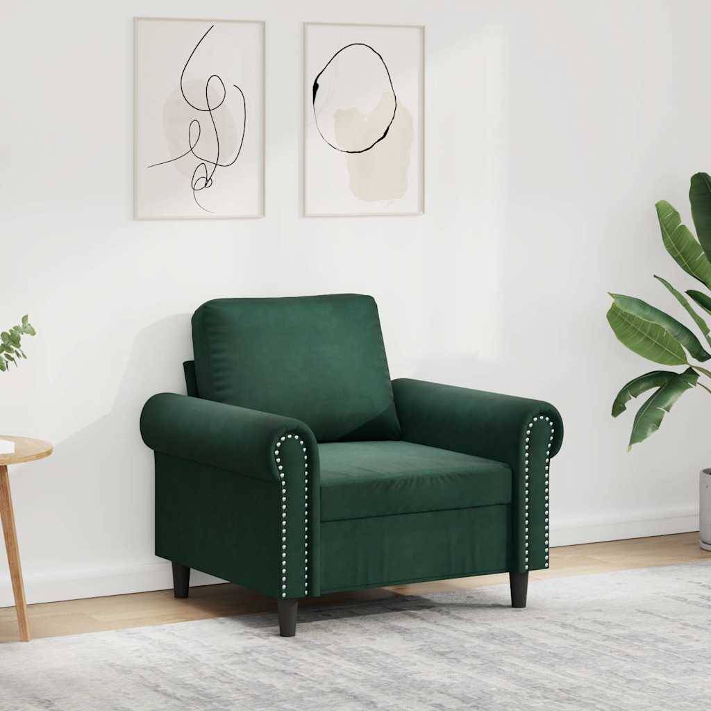 vidaXL Sessel Dunkelgrün 60 cm Samt