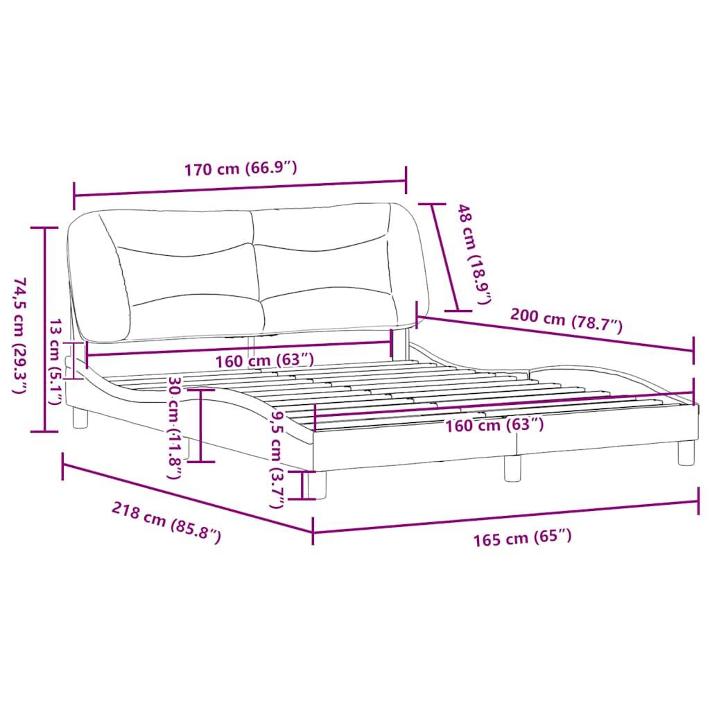vidaXL Bettgestell ohne Matratze Schwarz 160x200 cm Stoff