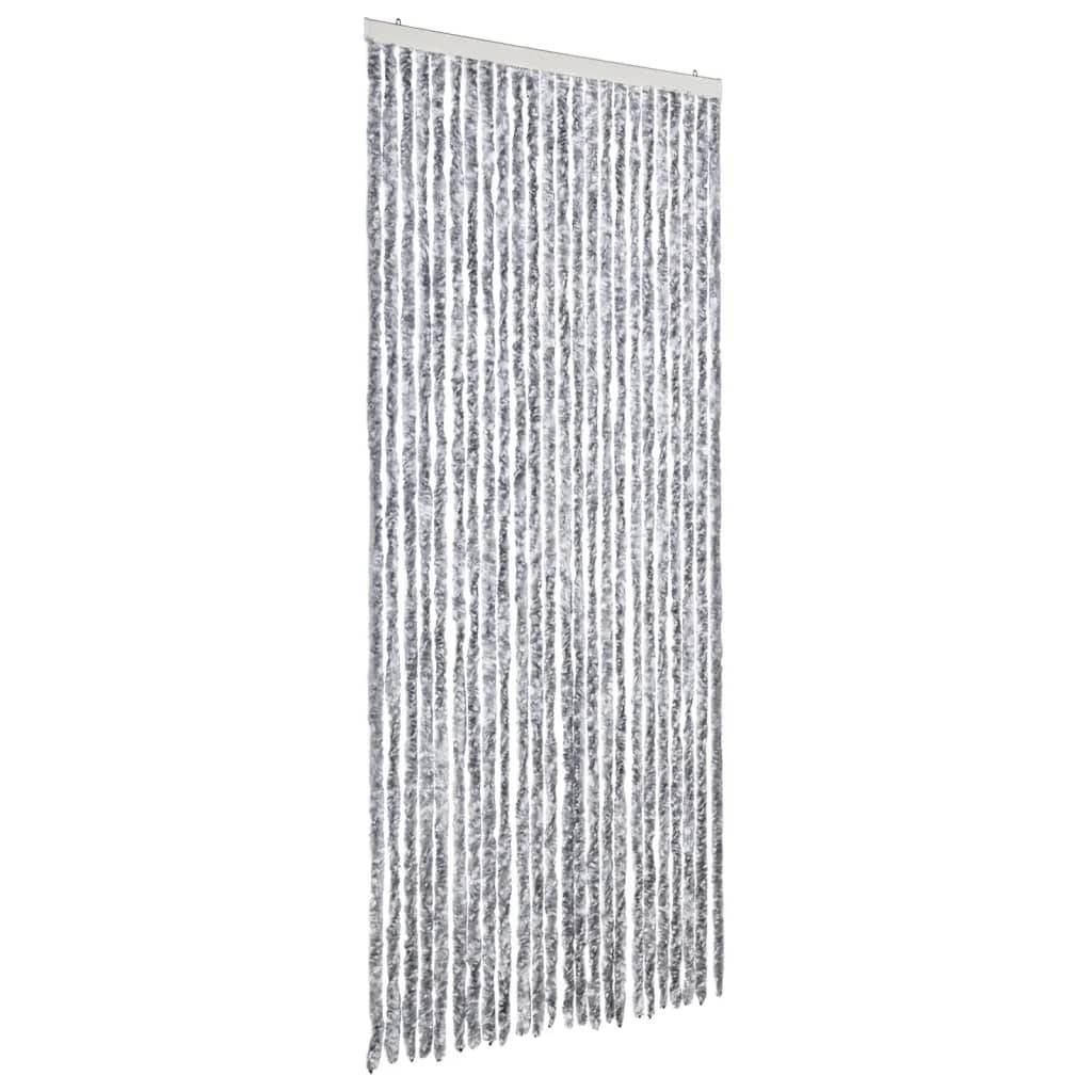 vidaXL Fliegenvorhang Weiß und Grau 100x200 cm Chenille