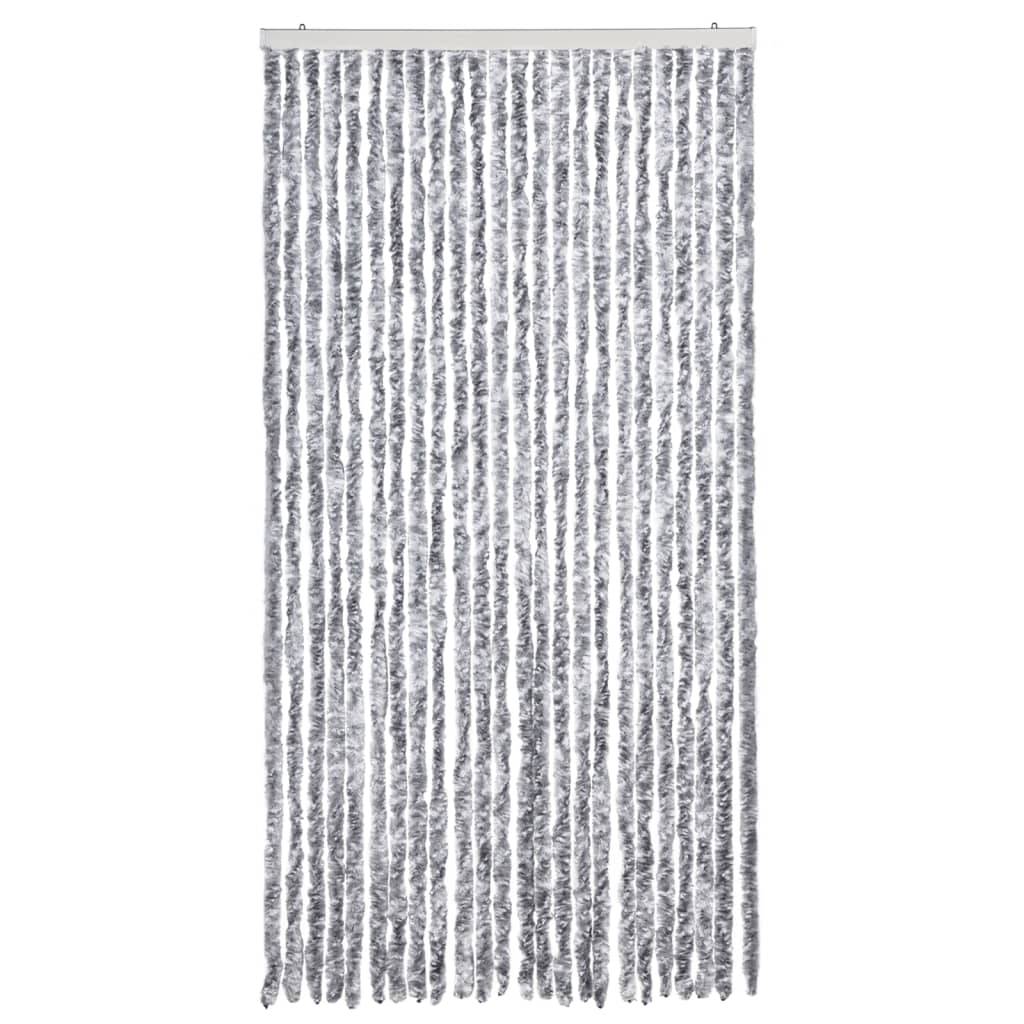 vidaXL Fliegenvorhang Weiß und Grau 100x200 cm Chenille